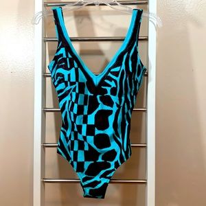 GOTTEX Brown & Turquoise Animal Print Tank One Piece Swimsuit